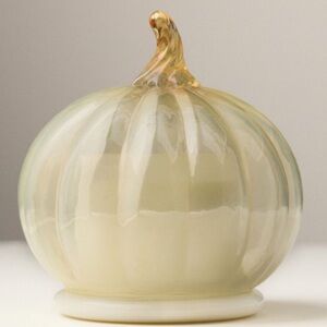 Gourmand Malted Pumpkin and Dark Rum Glass Pumpkin Candle and Cloche